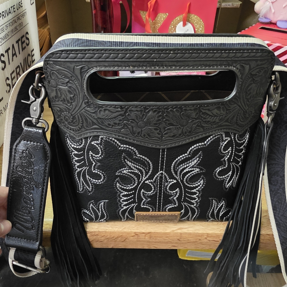 Black Fringe Wrangler Crossbody